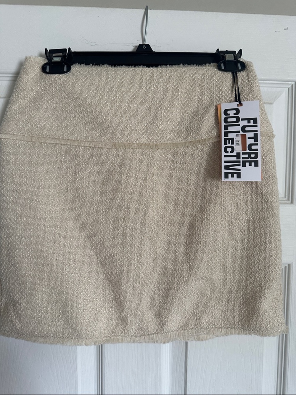 Future Collective Cream Bouclé Mini Skirt